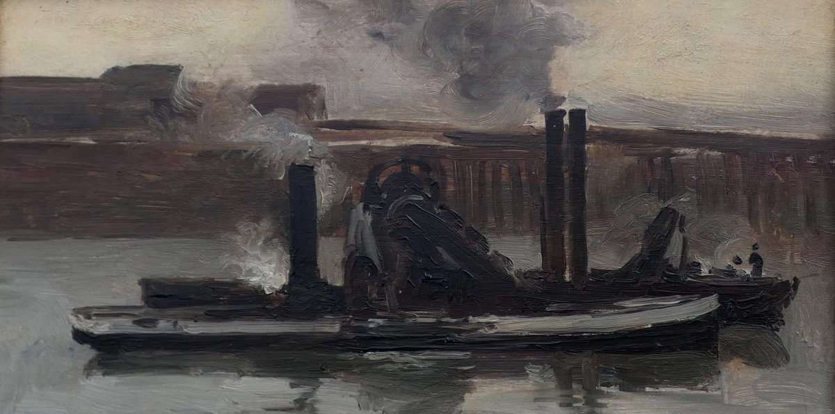 Arthur-louis Soclet 1845-1900...seascape With Boats In The Port Of Le Havre-photo-1