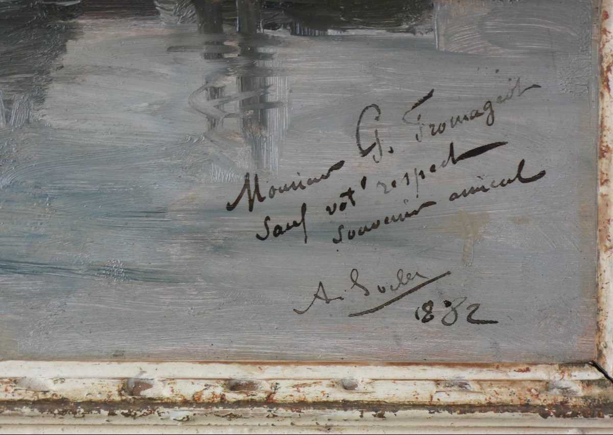 Arthur-louis Soclet 1845-1900...seascape With Boats In The Port Of Le Havre-photo-2