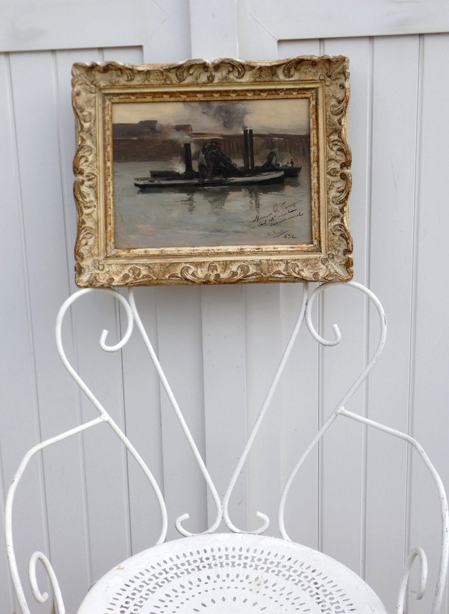 Arthur-louis Soclet 1845-1900...seascape With Boats In The Port Of Le Havre-photo-5