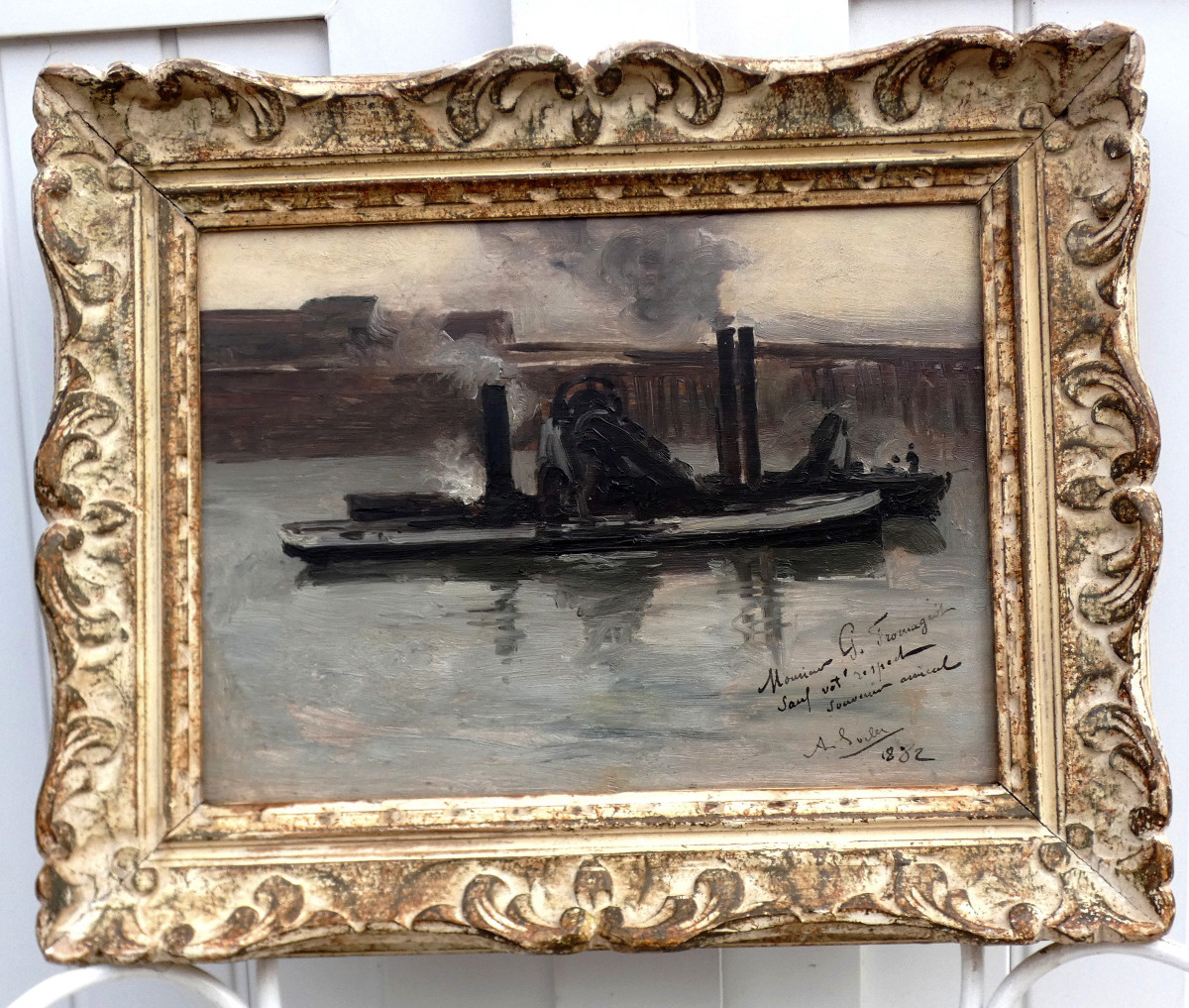 Arthur-louis Soclet 1845-1900...seascape With Boats In The Port Of Le Havre