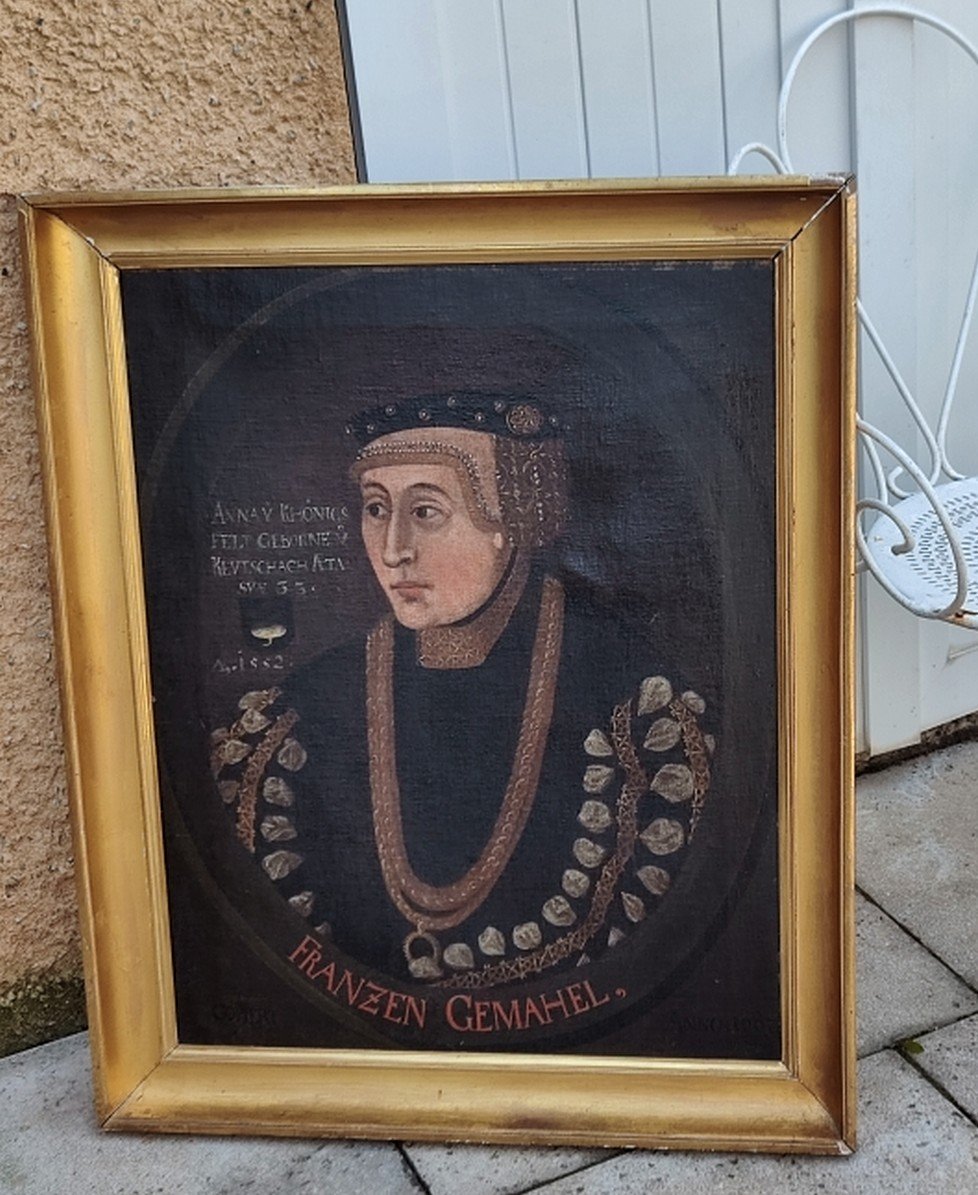 Large XVIIth Piece -portrait Anna Von Königsfeldt Née Von Keutschach- Austrian Aristocracy-photo-6