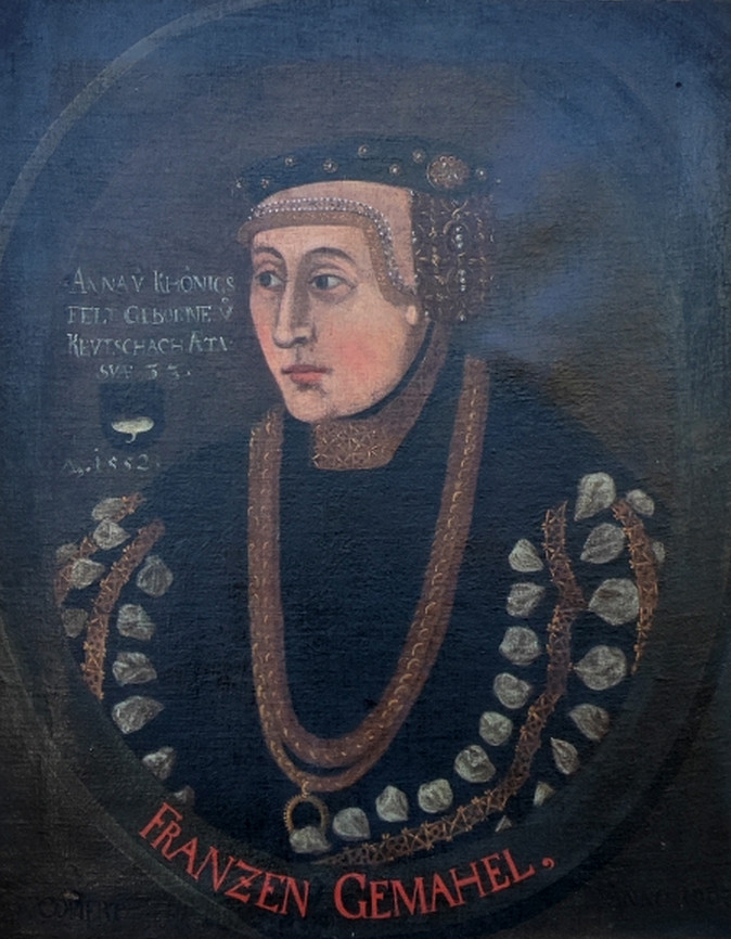 Large XVIIth Piece -portrait Anna Von Königsfeldt Née Von Keutschach- Austrian Aristocracy