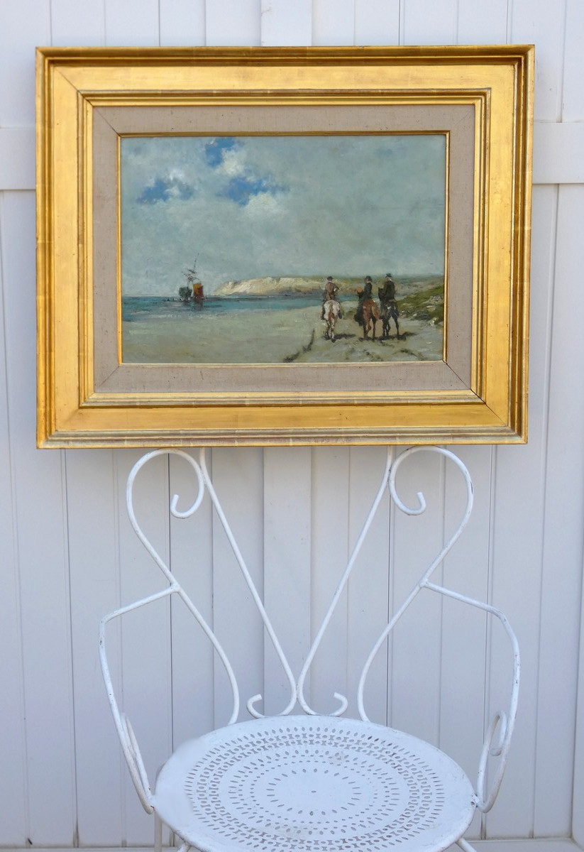 Large 19th Century Impressionist - Seaside & Riders On The Beach - Anton Mauve & A .j- Munnigs-photo-2