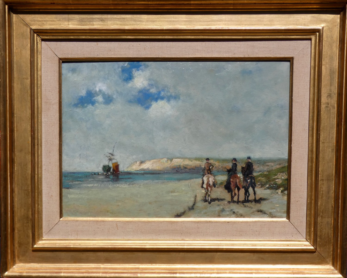 Large 19th Century Impressionist - Seaside & Riders On The Beach - Anton Mauve & A .j- Munnigs-photo-3