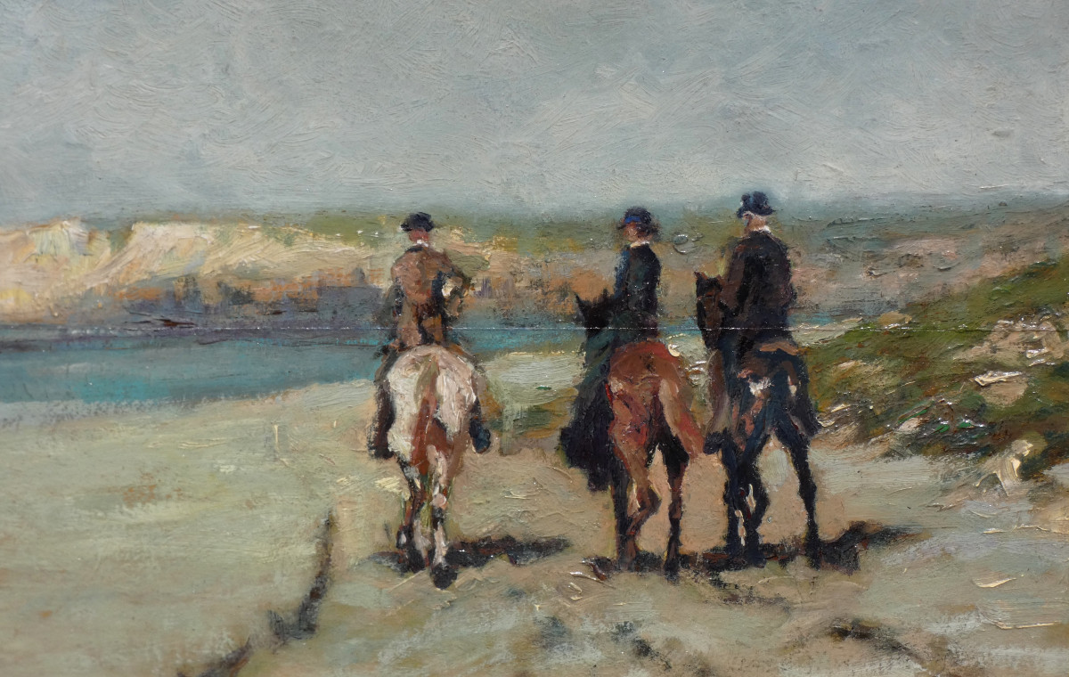 Large 19th Century Impressionist - Seaside & Riders On The Beach - Anton Mauve & A .j- Munnigs-photo-4