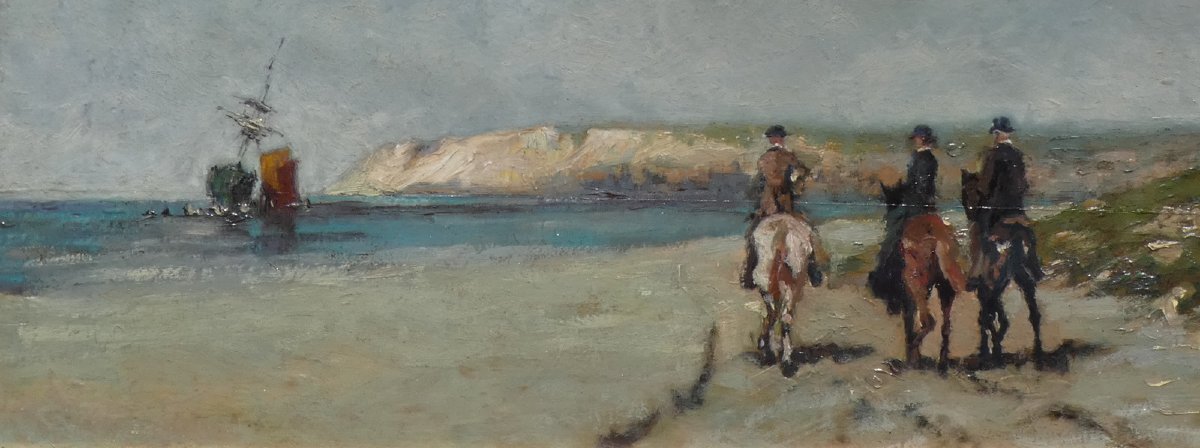 Large 19th Century Impressionist - Seaside & Riders On The Beach - Anton Mauve & A .j- Munnigs-photo-1