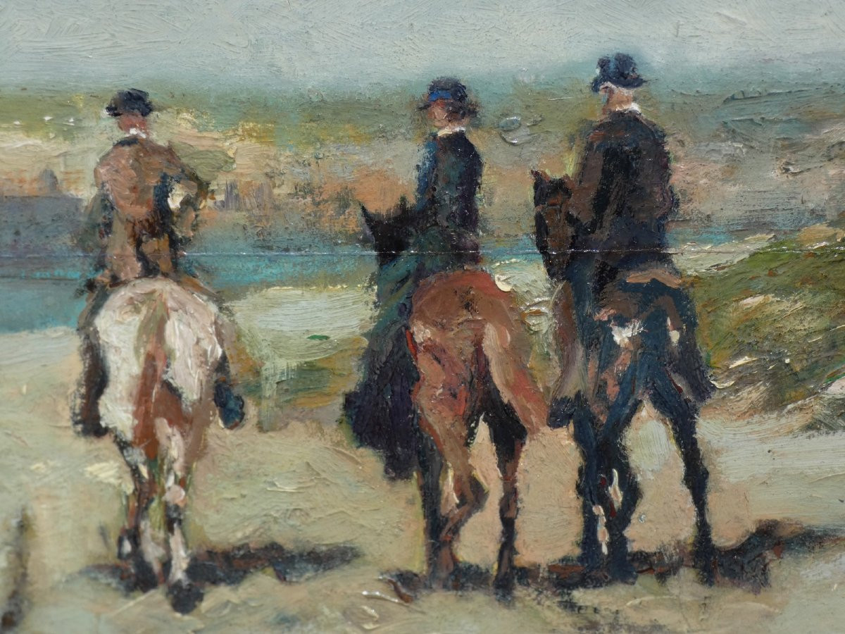 Large 19th Century Impressionist - Seaside & Riders On The Beach - Anton Mauve & A .j- Munnigs-photo-2