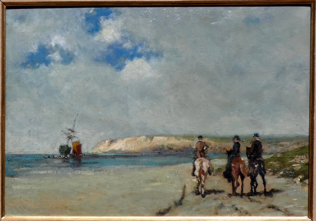 Large 19th Century Impressionist - Seaside & Riders On The Beach - Anton Mauve & A .j- Munnigs-photo-3