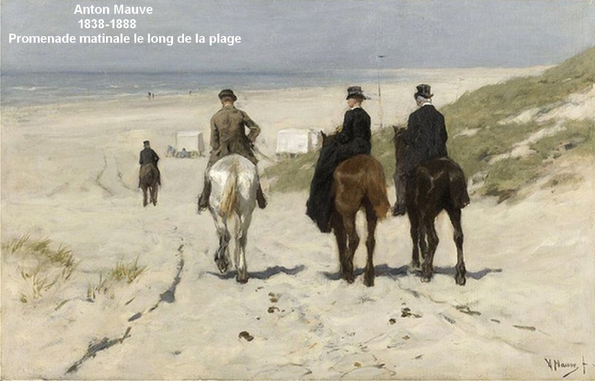 Large 19th Century Impressionist - Seaside & Riders On The Beach - Anton Mauve & A .j- Munnigs-photo-8