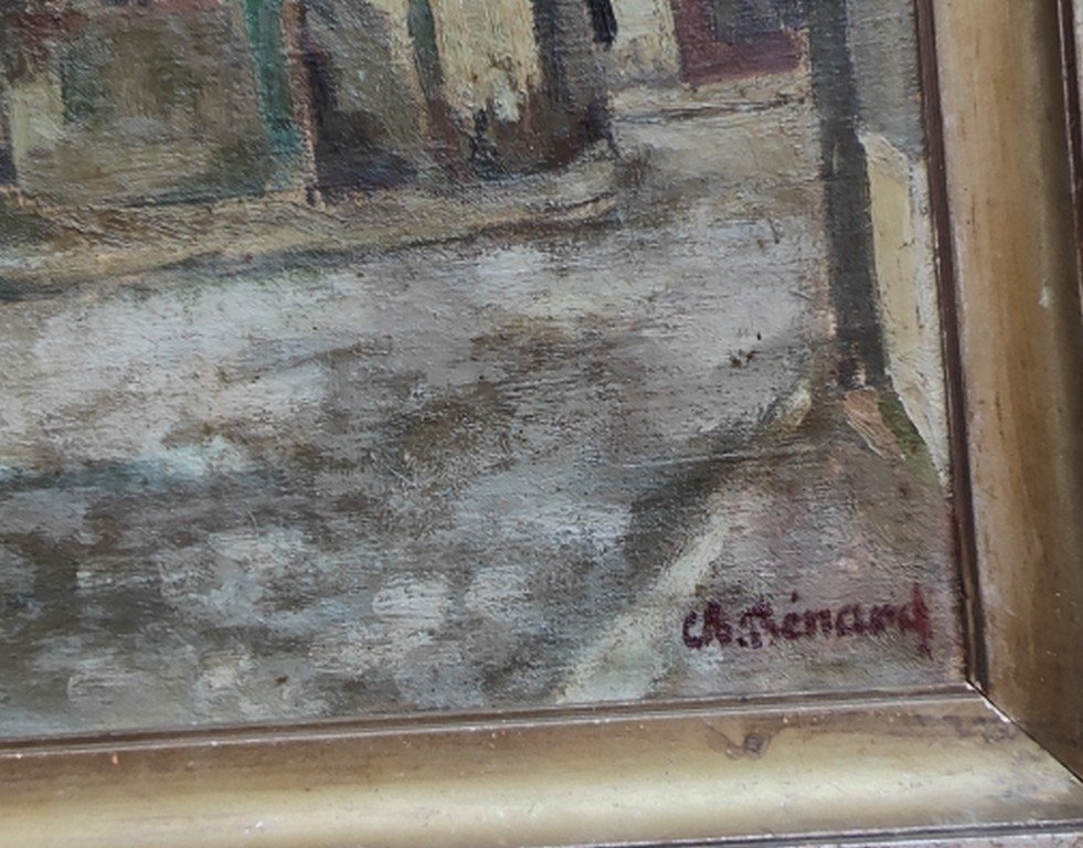 Ch. Bénard ? - Large Canvas Circa 1920 - A Montmartre Street In The Bohemian Era-photo-1