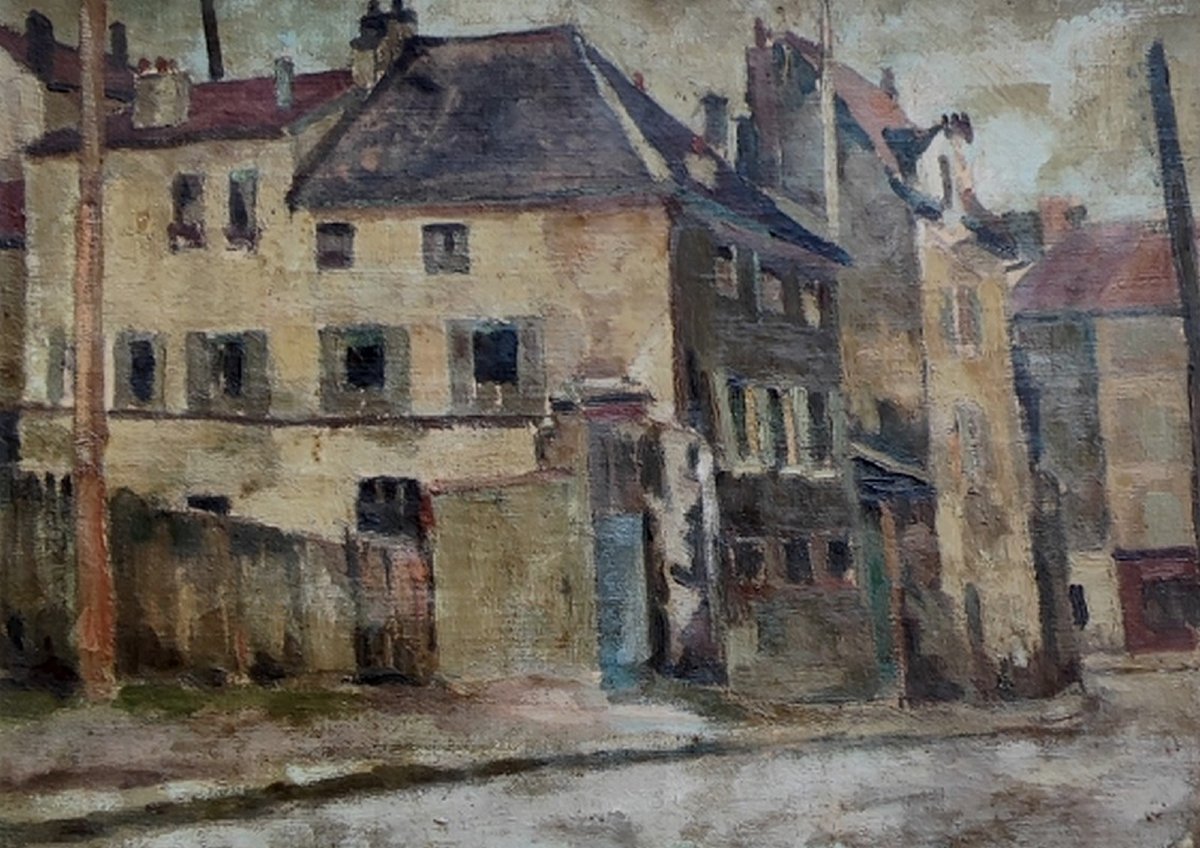 Ch. Bénard ? - Large Canvas Circa 1920 - A Montmartre Street In The Bohemian Era-photo-2
