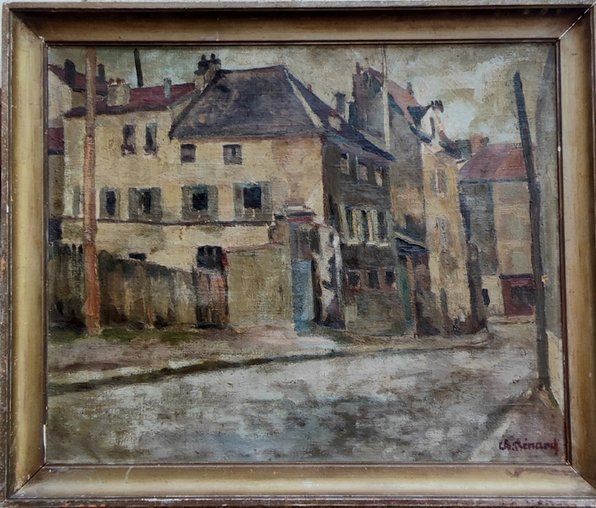 Ch. Bénard ? - Large Canvas Circa 1920 - A Montmartre Street In The Bohemian Era