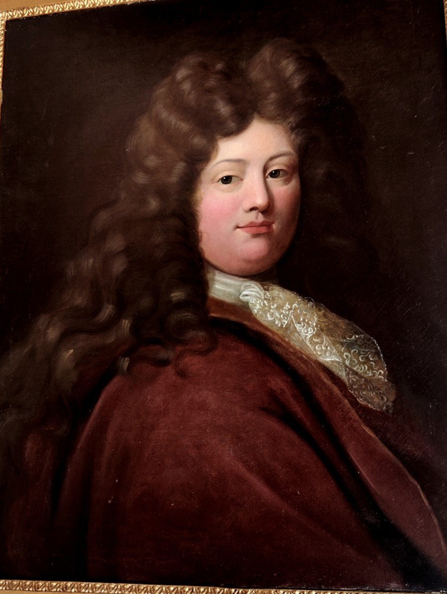 GRANDE TOILE XVIIe...PORTRAIT PRÉSUMÉ DE LOUIS DE FRANCE VERS 1680-photo-1