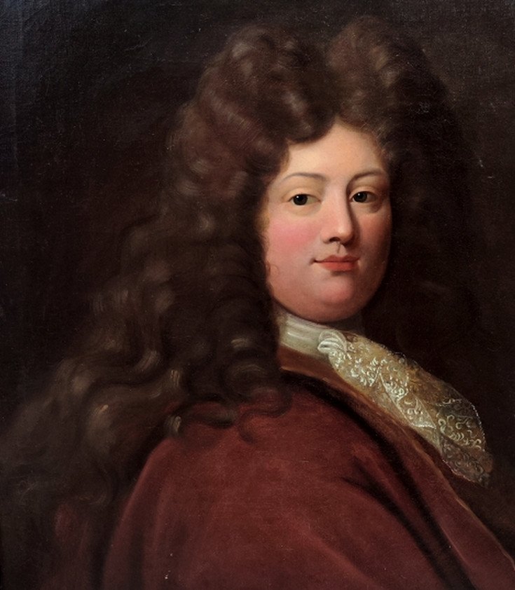 GRANDE TOILE XVIIe...PORTRAIT PRÉSUMÉ DE LOUIS DE FRANCE VERS 1680-photo-3