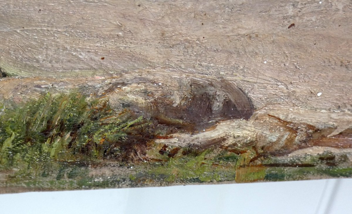 Large 19th Century Impressionist Panel...animated Scene In Front Of The Monolith Church Of Saint-émilion-photo-8