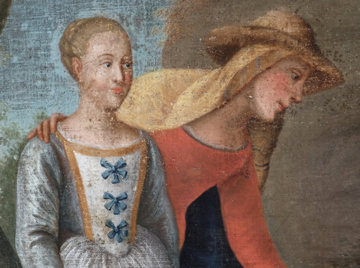 Large 18th Century Biblical Toile - French Or Flamish Ecole - The Tentation Of Saint Antoine-photo-2
