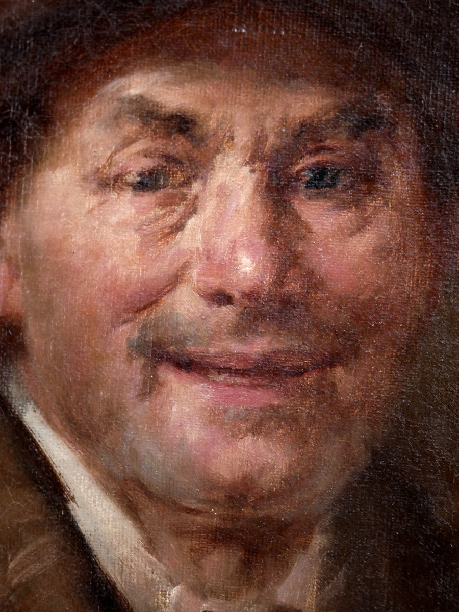 Henry d'Estienne 1872- 1949 ? To Be Restored...portrait Of A Smiling Man Wearing A Hat-photo-3