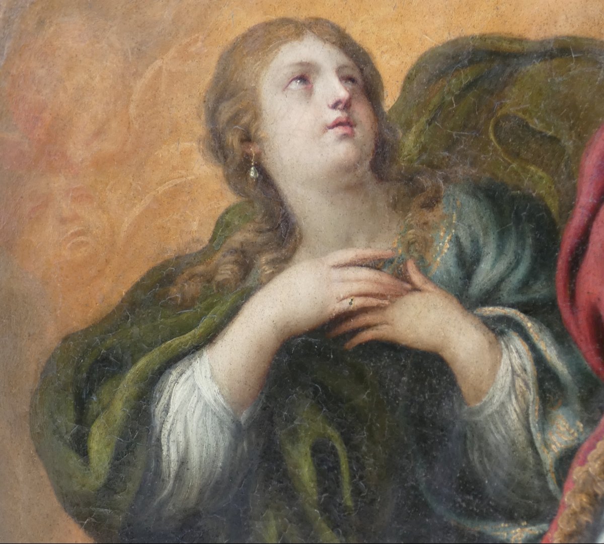 TRÈS GRANDE TOILE XVIIe - SCÈNE D'ALLÉGORIE AVEC L'ESPRIT SAINT - ÉCOLE ITALIENNE ou FRANÇAISE-photo-4