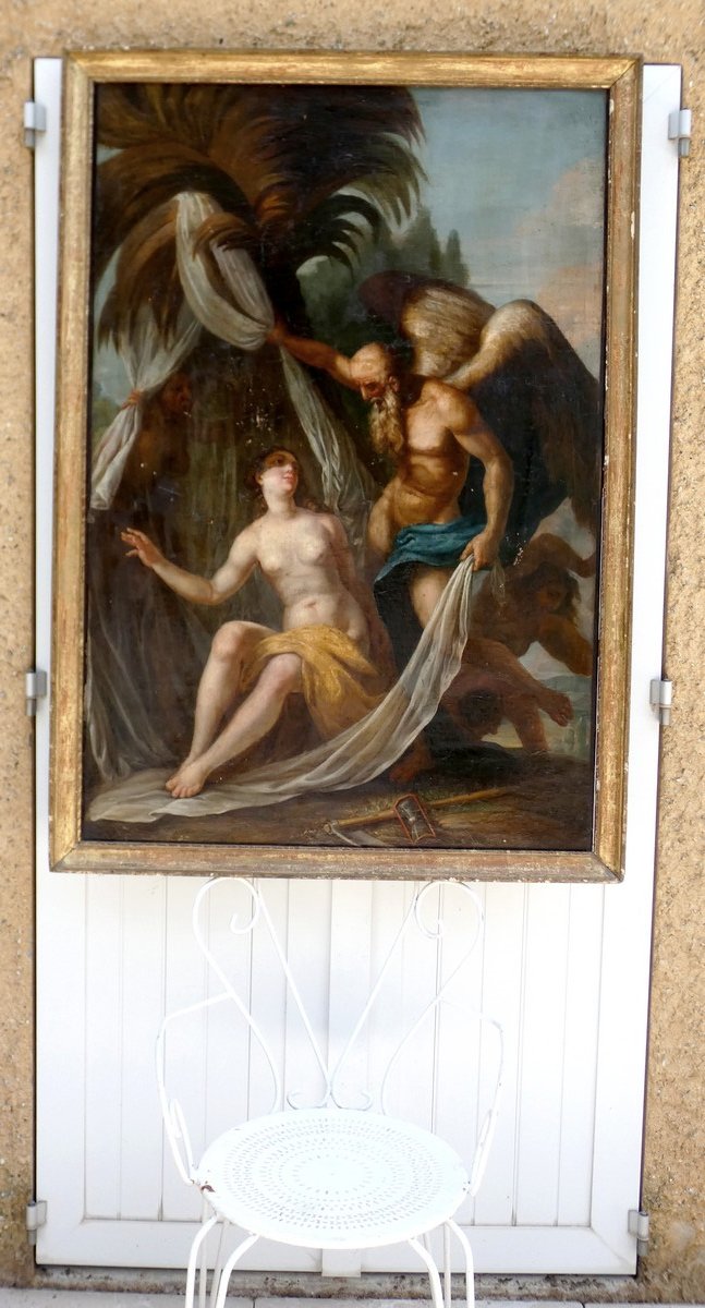 Very Large Canvas, 17th-18th Century...allegoric Scene With Time Revealing The Truth-photo-2