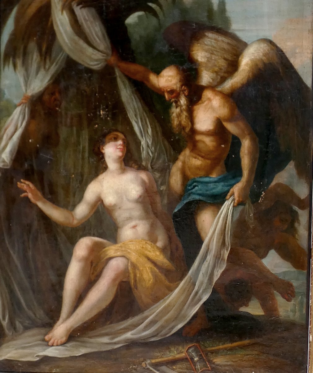 Very Large Canvas, 17th-18th Century...allegoric Scene With Time Revealing The Truth-photo-3