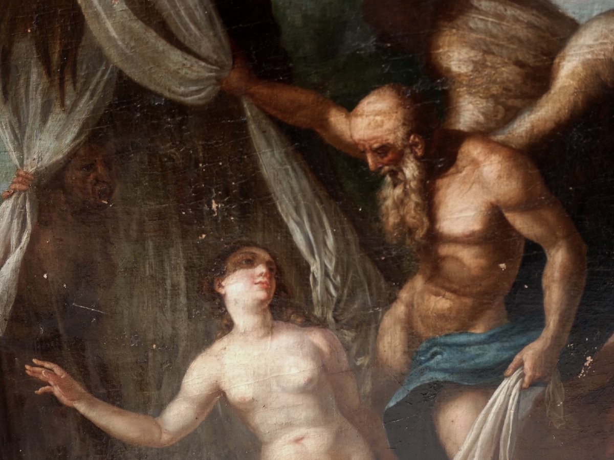 Very Large Canvas, 17th-18th Century...allegoric Scene With Time Revealing The Truth-photo-4
