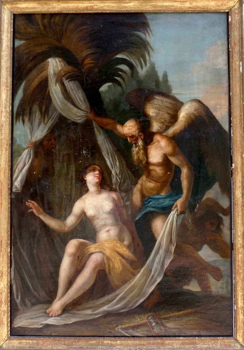 Very Large Canvas, 17th-18th Century...allegoric Scene With Time Revealing The Truth