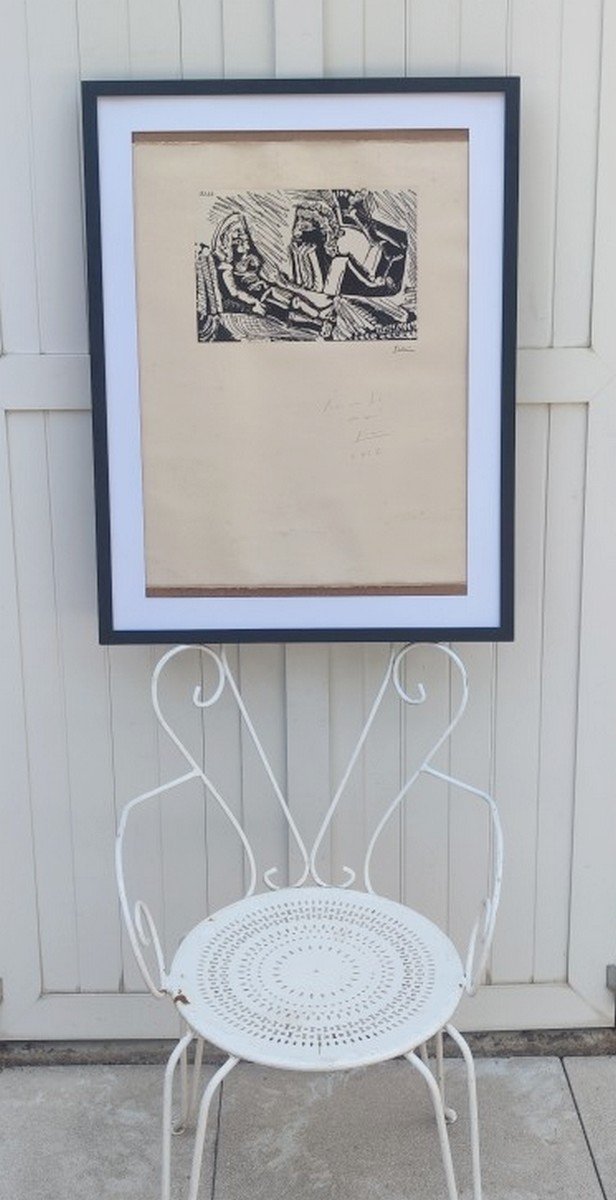 PABLO PICASSO 1881-1973 - GRANDE & RARE ESTAMPE SIGNÉE & DÉDICACÉE- " CONVERSATION MUETTE"-photo-2
