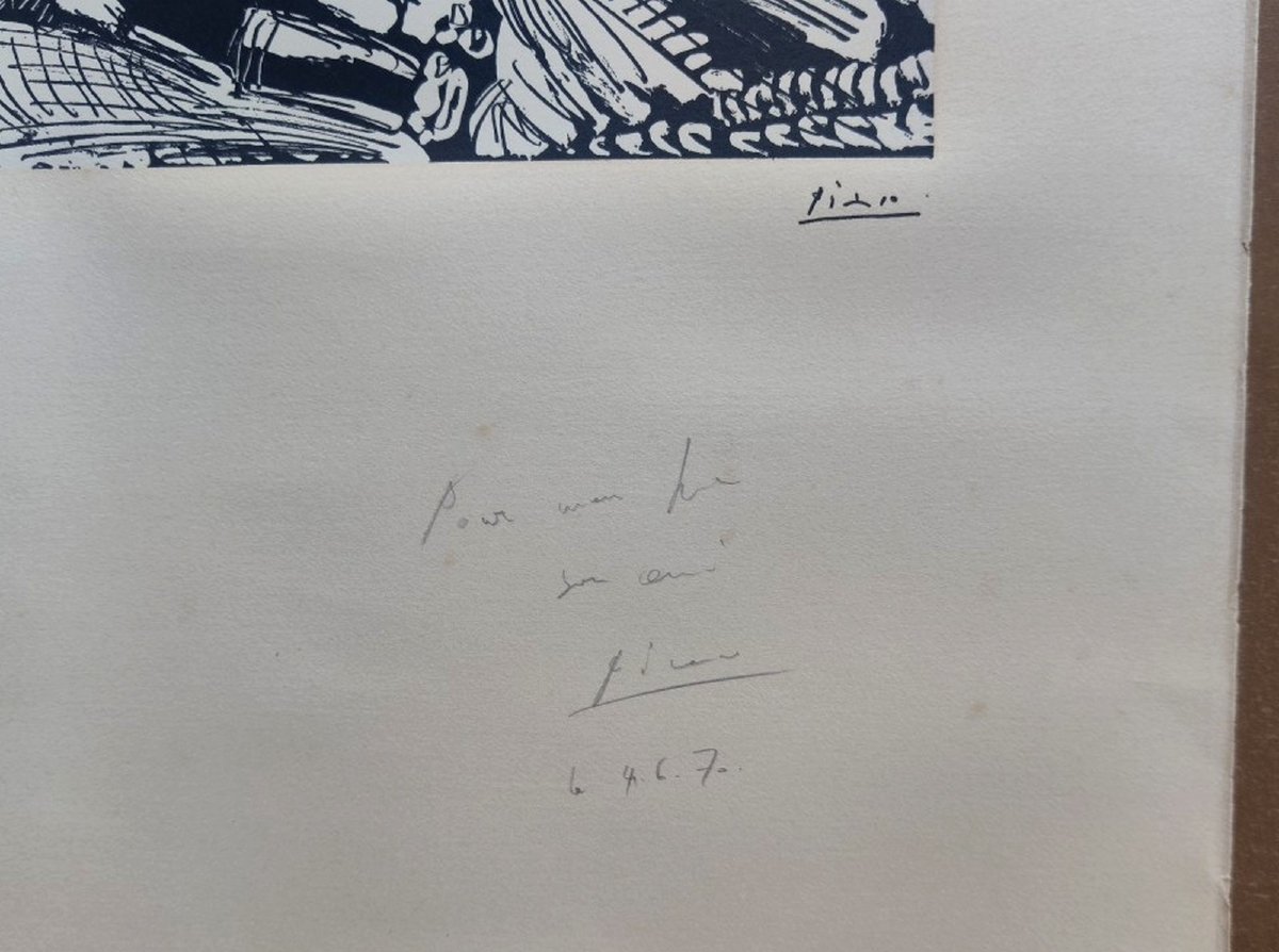 PABLO PICASSO 1881-1973 - GRANDE & RARE ESTAMPE SIGNÉE & DÉDICACÉE- " CONVERSATION MUETTE"-photo-2