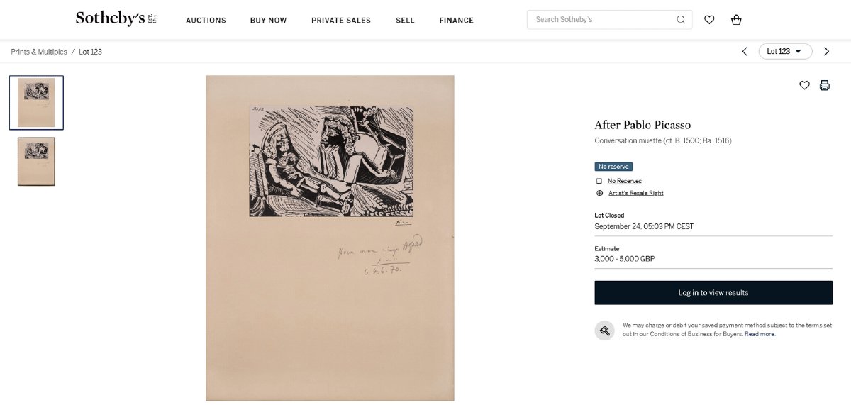 PABLO PICASSO 1881-1973 - GRANDE & RARE ESTAMPE SIGNÉE & DÉDICACÉE- " CONVERSATION MUETTE"-photo-4