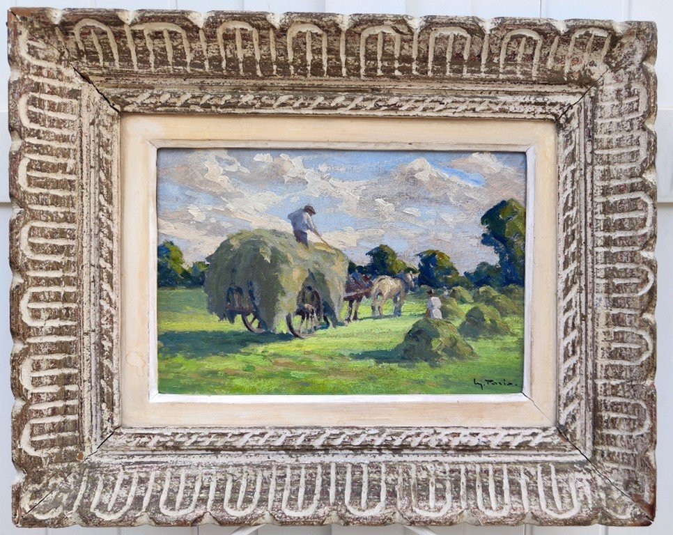 Maurice Paris 1903–1969...impressionist Painting & Scene Of Hay Harvest In Normandy-photo-5