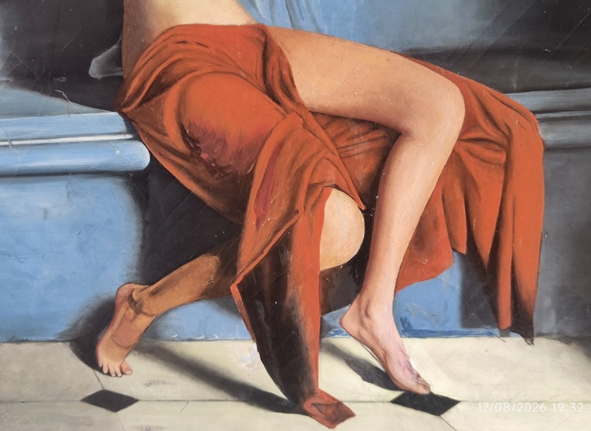 Two Naked Young Women In A Hammam...large Canvas, Circa 1960–1970-photo-3