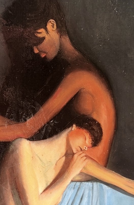 Two Naked Young Women In A Hammam...large Canvas, Circa 1960–1970-photo-5