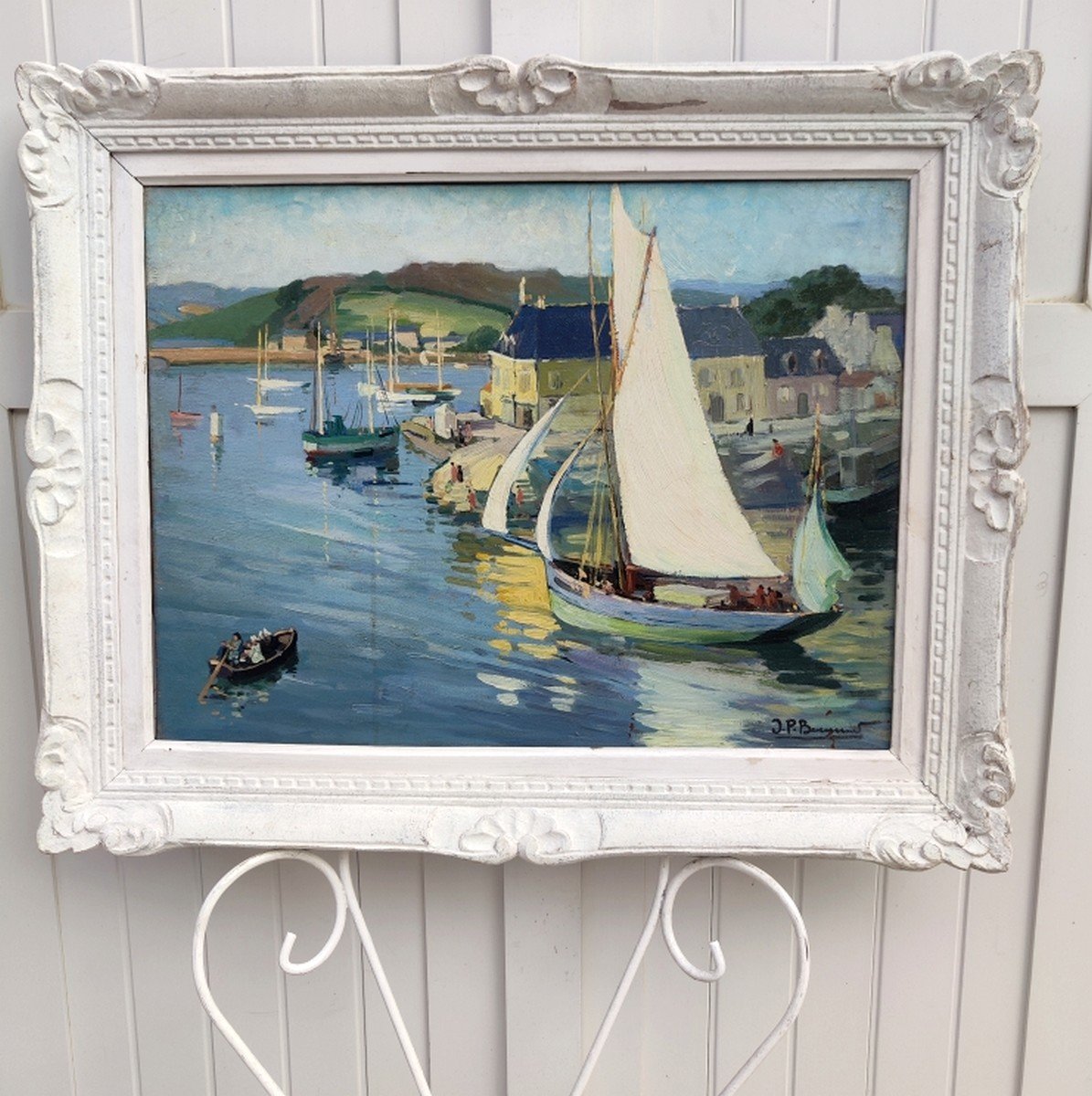 Large Impressionist Painting, 1920—brittany—finistère—concarneau, Le Passage Lanriec... Signed?-photo-2