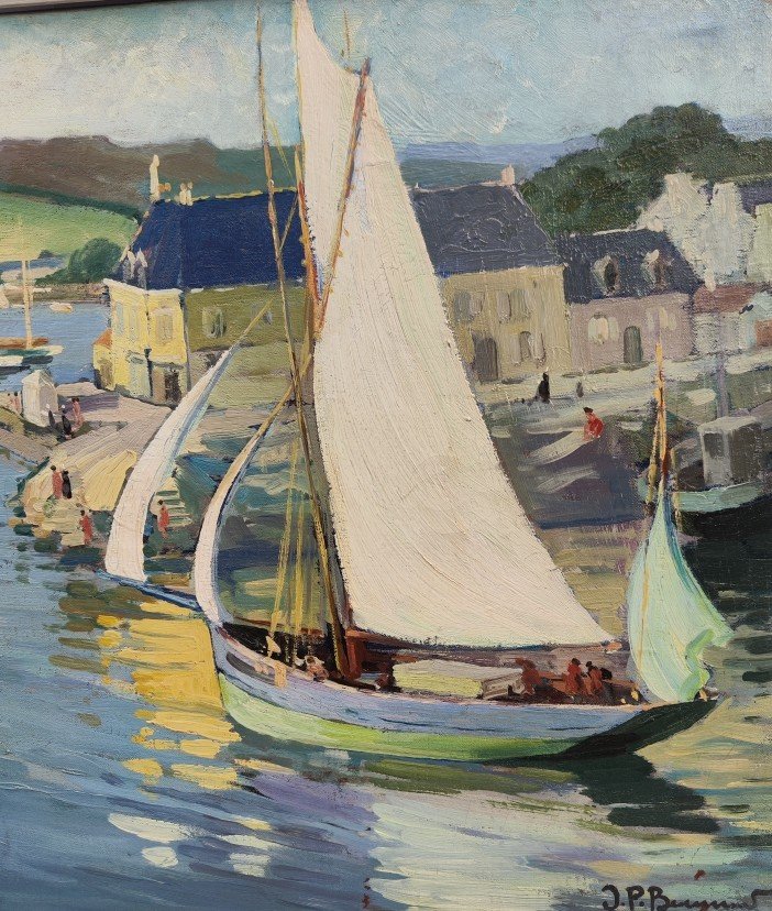 Large Impressionist Painting, 1920—brittany—finistère—concarneau, Le Passage Lanriec... Signed?-photo-2