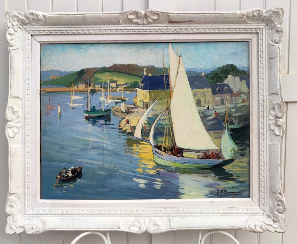 Large Impressionist Painting, 1920—brittany—finistère—concarneau, Le Passage Lanriec... Signed?-photo-6