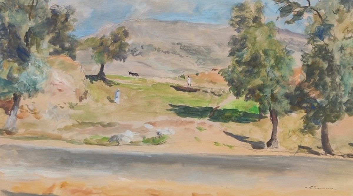 Henri Clamens 1905–1937...great Orientalist Watercolor...landscape Of The Maghreb—algeria—morocco-photo-1