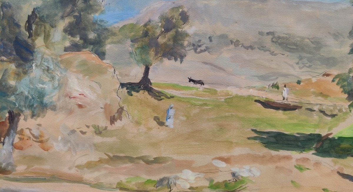 Henri Clamens 1905–1937...great Orientalist Watercolor...landscape Of The Maghreb—algeria—morocco-photo-3