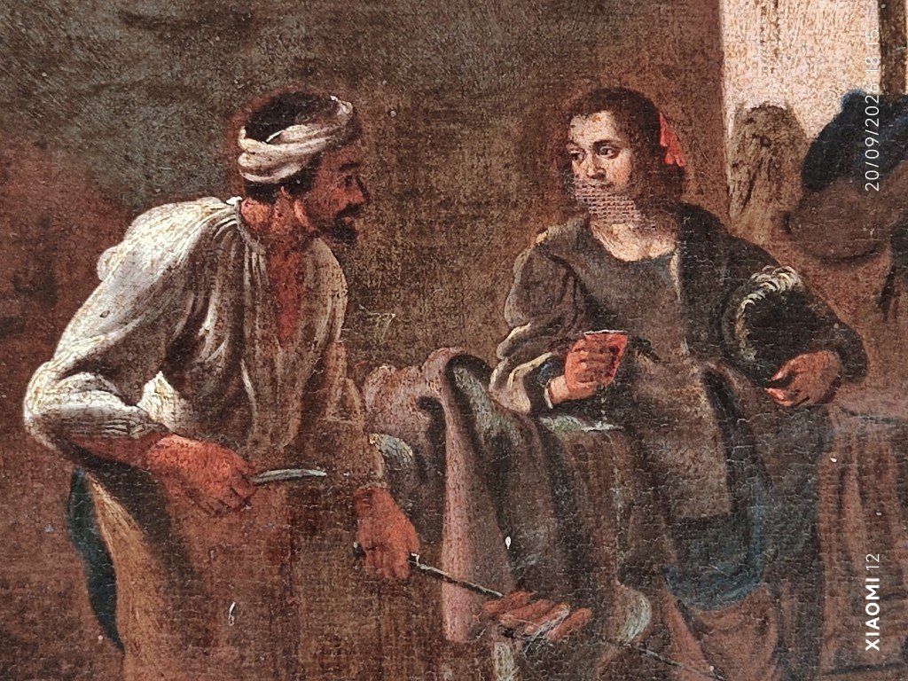 GRANDE TOILE BAMBOCHE XVIIe - HALTE DES CHASSEURS AVEC AUBERGISTE - PIETER VAN LAER & JAN MIEL-photo-5