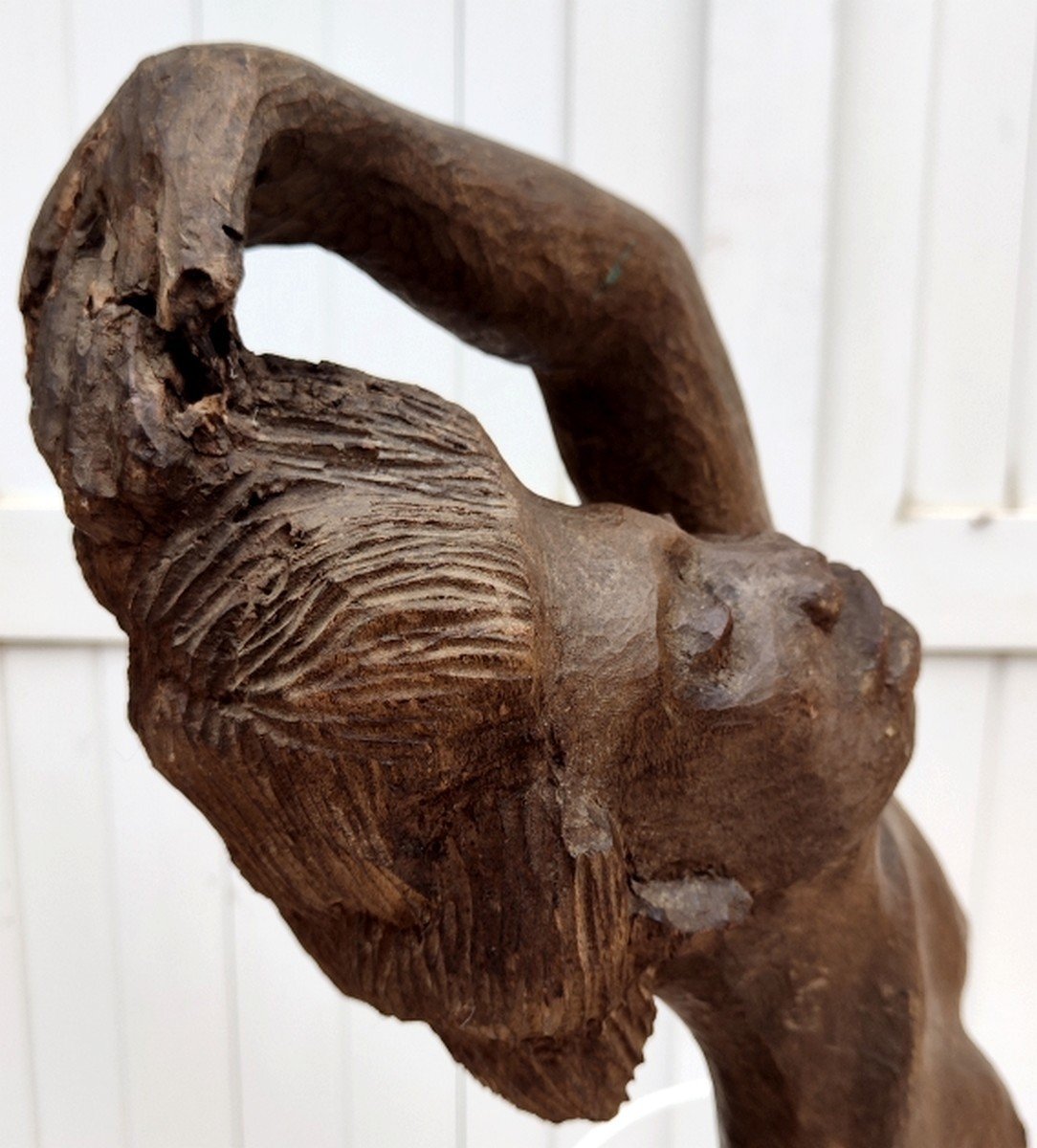 GRANDE SCULPTURE 1920-1930 - FEMME NUE AU BAIN - MADAGASCAR- AFRIQUE- POLYNÉSIE- SIGNÉE ?-photo-4