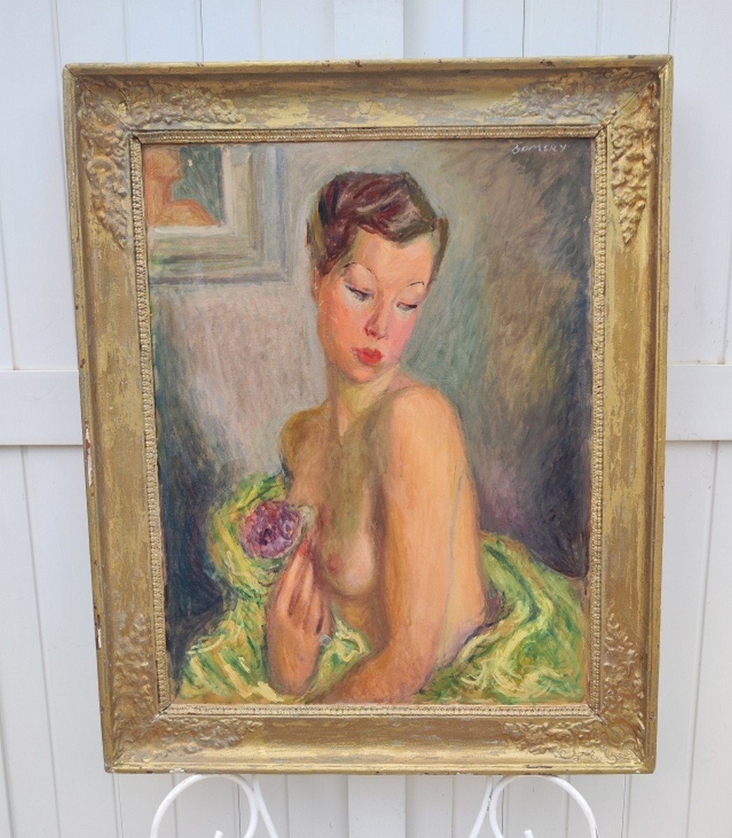 émeric Gomery 1902–1969...great Painting...nude With A Bouquet Of Violets-photo-3