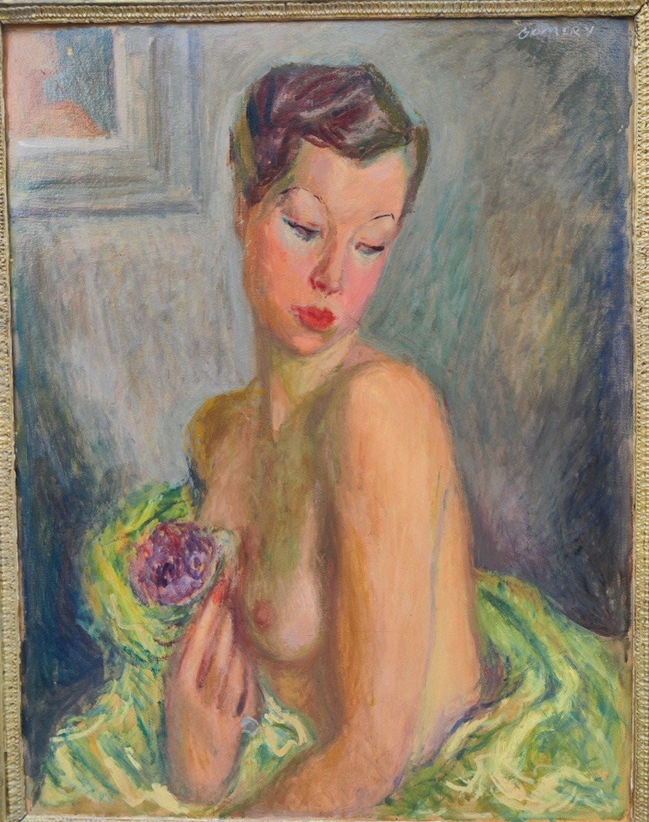 émeric Gomery 1902–1969...great Painting...nude With A Bouquet Of Violets-photo-4
