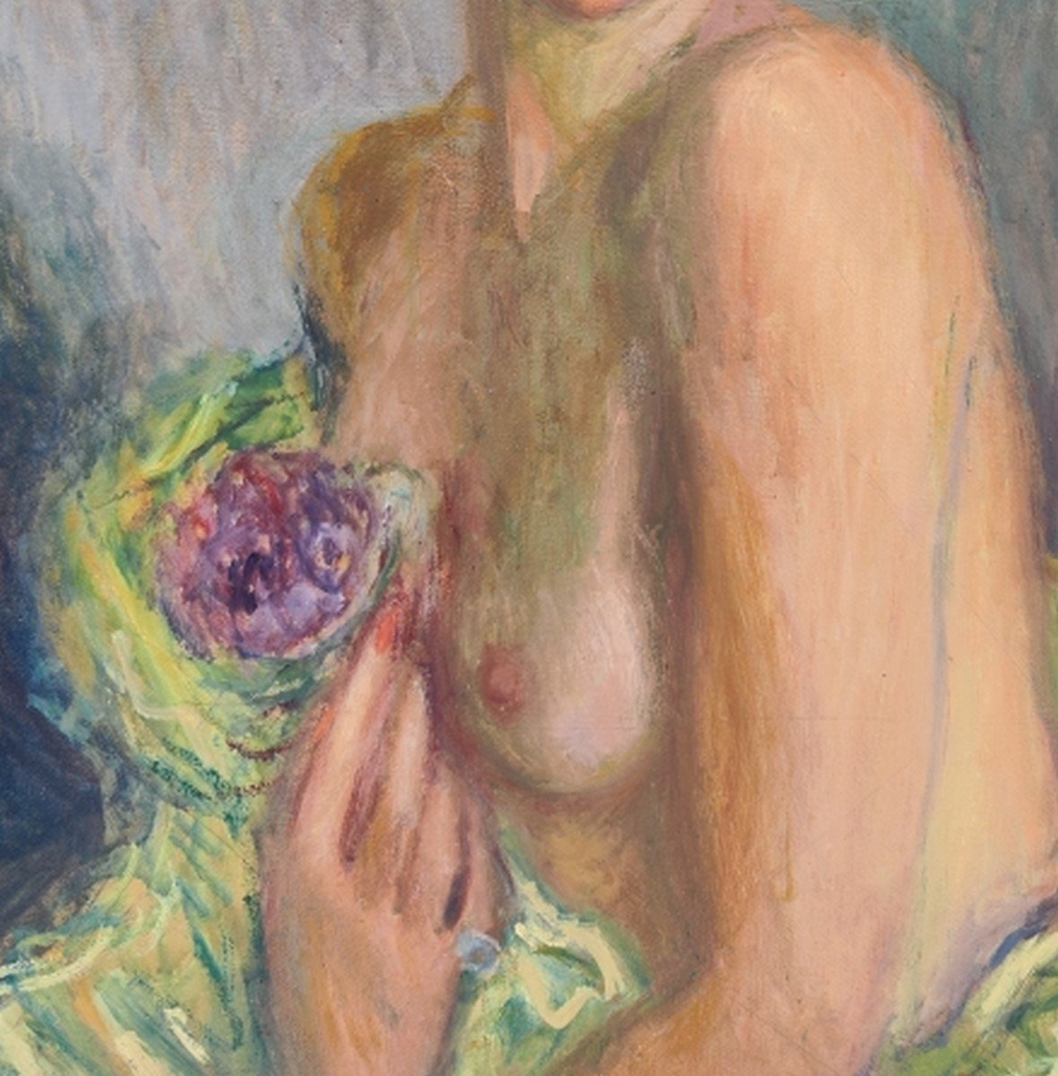 émeric Gomery 1902–1969...great Painting...nude With A Bouquet Of Violets-photo-2