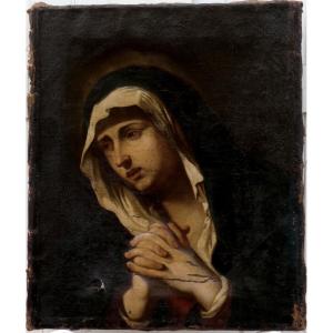 GIOVANNI F. BARBIERI 1591-1666 - ATELIER & SUIVEUR- TOILE BIBLIQUE XVIIe -LA VIERGE EN PLEURS