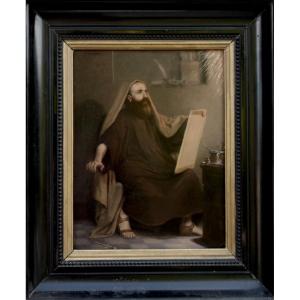 GEORGES GIRARDOT 1856-1914 - BELLE PEINTURE- MOINE ENLUMINEUR- INSPIRATION & RÉVÉLATION DIVINES