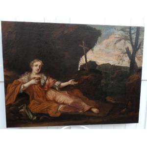 GRANDE TOILE BIBLIQUE XVIIIe - MARIE-MADELEINE - DES SAINTES-MARIE  DE LA MER A LA SAINTE-BAUME