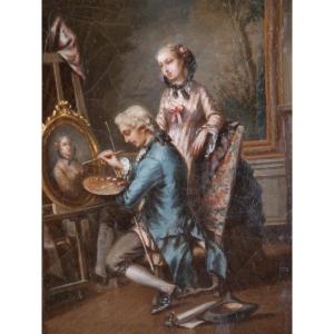 XVIIIth Rococo - The Mondain Painter & His Model -signature ?
