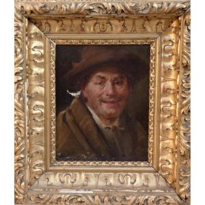 Henry d'Estienne 1872- 1949 ? To Be Restored...portrait Of A Smiling Man Wearing A Hat