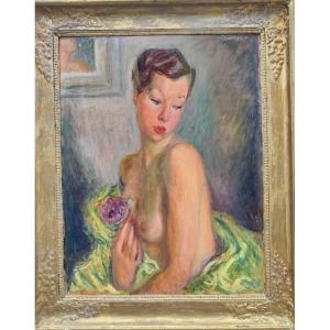 émeric Gomery 1902–1969...great Painting...nude With A Bouquet Of Violets
