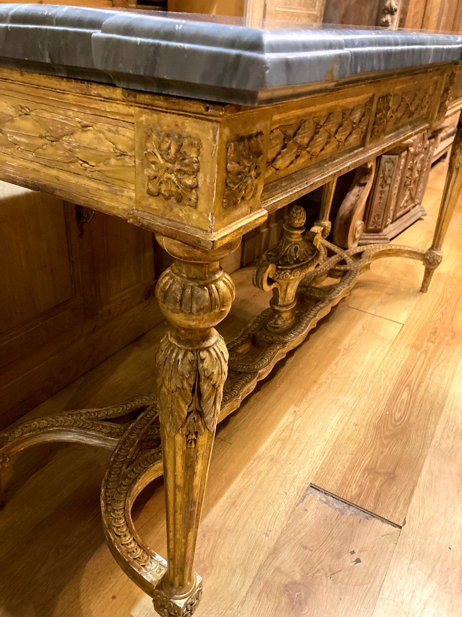 Importante Console En Bois Sculpté Et Doré - XVIIIème -photo-3
