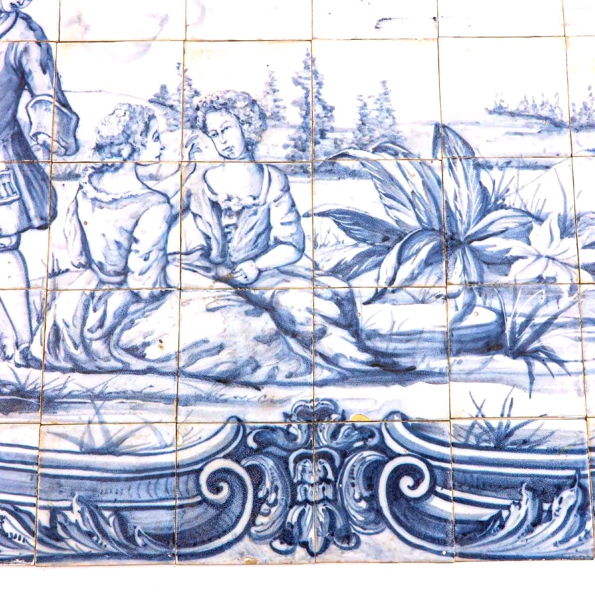 Important Panneau d'Azulejos en faïence émaillée - Portugal 19ème-photo-3